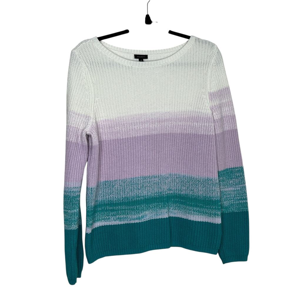 Talbots Shaker Stitch BateauNeck Sweater- Spring Ombre Size Medium